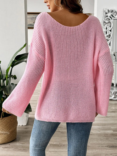 'Freya' Bow Long Sleeve Sweater - Celes Fashion